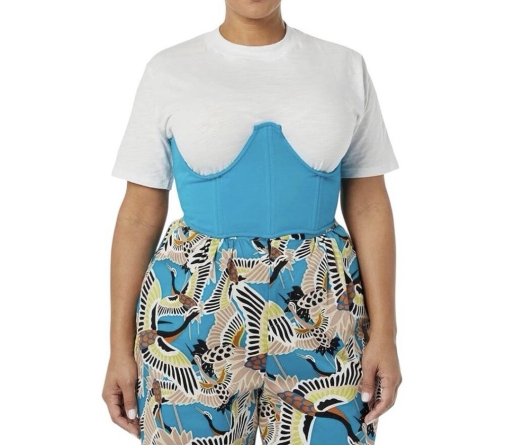 TEREA By Andrea Pitter Women’s Blue Half Corset Stretch Elastic Back Medium NWT3